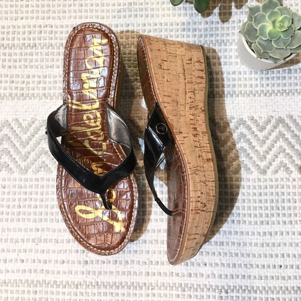 Sam Edelman Romy Cork Vegan Wedge Thong Sandal